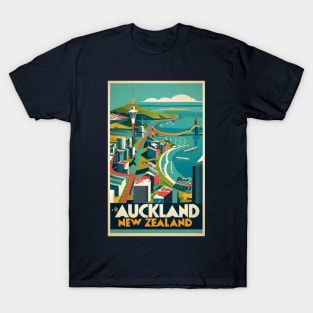 A Vintage Travel Art of Auckland - New Zealand T-Shirt